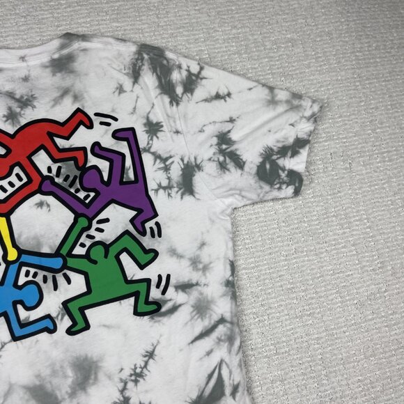Keith Haring Graphic Gray Tie Dye T-Shirt Full Circle Dancing Graphic Size M - Picture 4 of 16